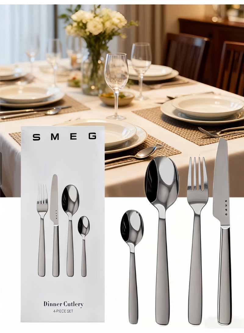 SMEG 4 Piece Stainless Steel Cutlery Set, Kitchen Utensils Set, Home Kitchen Restaurant Hotel Party Picnic Cutlery Set - Image 1