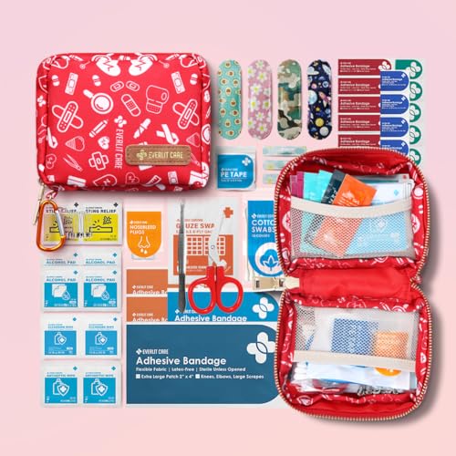 EVERLIT CARE EVERLIT Mini Rescue Pack | 105 Medical Essentials Organized in Portable Storage Bag | Pocket Size Kids First Aid Kit with D Ring | Small Family-Friendly Travel Medical Kit (Original) - Image 2