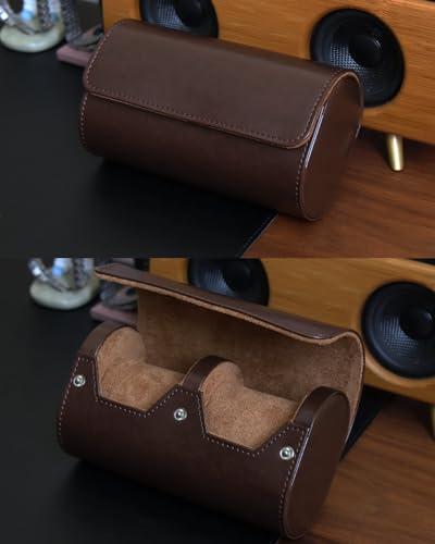 Besforu Watch Roll Travel Case for Men and Women with Suede Lining Portable 2 Slot Watch Display Storage and Organizer to Holder Large Watch (2 Slot Dark Brown) - Image 5