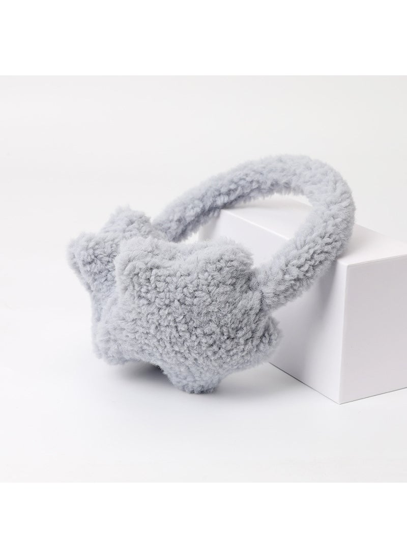 Arabest Cute Star Stuffed Earmuffs Womens Winter Headphone Earmuffs Ear Bags Cycling Warmth Ear Protection Earmuffs grey 