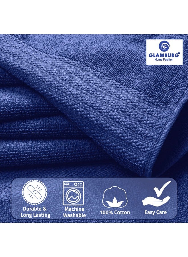 GLAMBURG Ultra Soft 8-Piece Towel Set - 100% Pure Ringspun Cotton, Contains 2 Oversized Bath Towels 30x54, 2 Hand Towels 16x28, 4 Wash Cloths 13x13 - Ideal for Everyday use, Hotel & Spa - Navy Blue - Image 2
