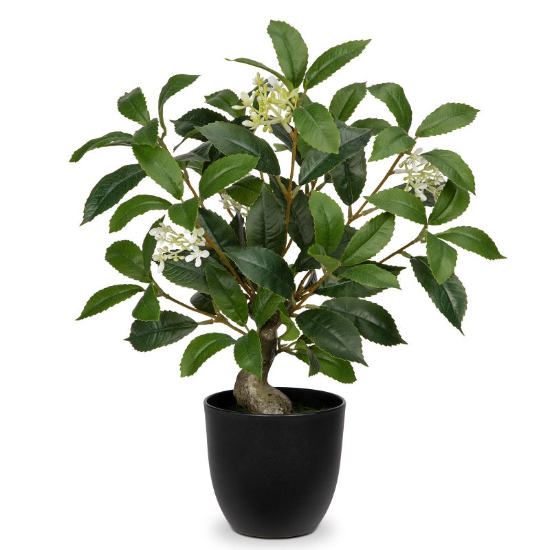 Briful 16.5'' Fake Plants Faux Laurel Bay Tree in Black Pot Realistic Greenery Artificial Plants Indoor Houseplant for Home Decor Farmhouse Bathroom Living Room Wedding Table Centerpieces - Image 1