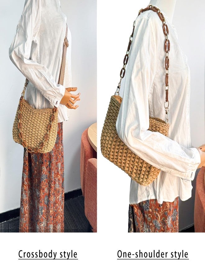 Eiyye Hobo Bag Women’s Straw Crossbody Bag Handmade Small Woven Summer Beach Handbag with Chain for Travel, Shopping, Camping, Beach Vacations - Image 3