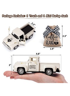 Huray Rayho Coffee Decor For Coffee Bar Metal Truck With Coffee Beans Burlap Sack Vintage Pickup Farmhouse Coffee Station Tabletop Tiered Tray Decor Mini Diecast Truck Decorations  - Image 3