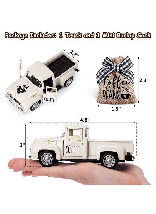Huray Rayho Coffee Decor For Coffee Bar Metal Truck With Coffee Beans Burlap Sack Vintage Pickup Farmhouse Coffee Station Tabletop Tiered Tray Decor Mini Diecast Truck Decorations  - Image 3