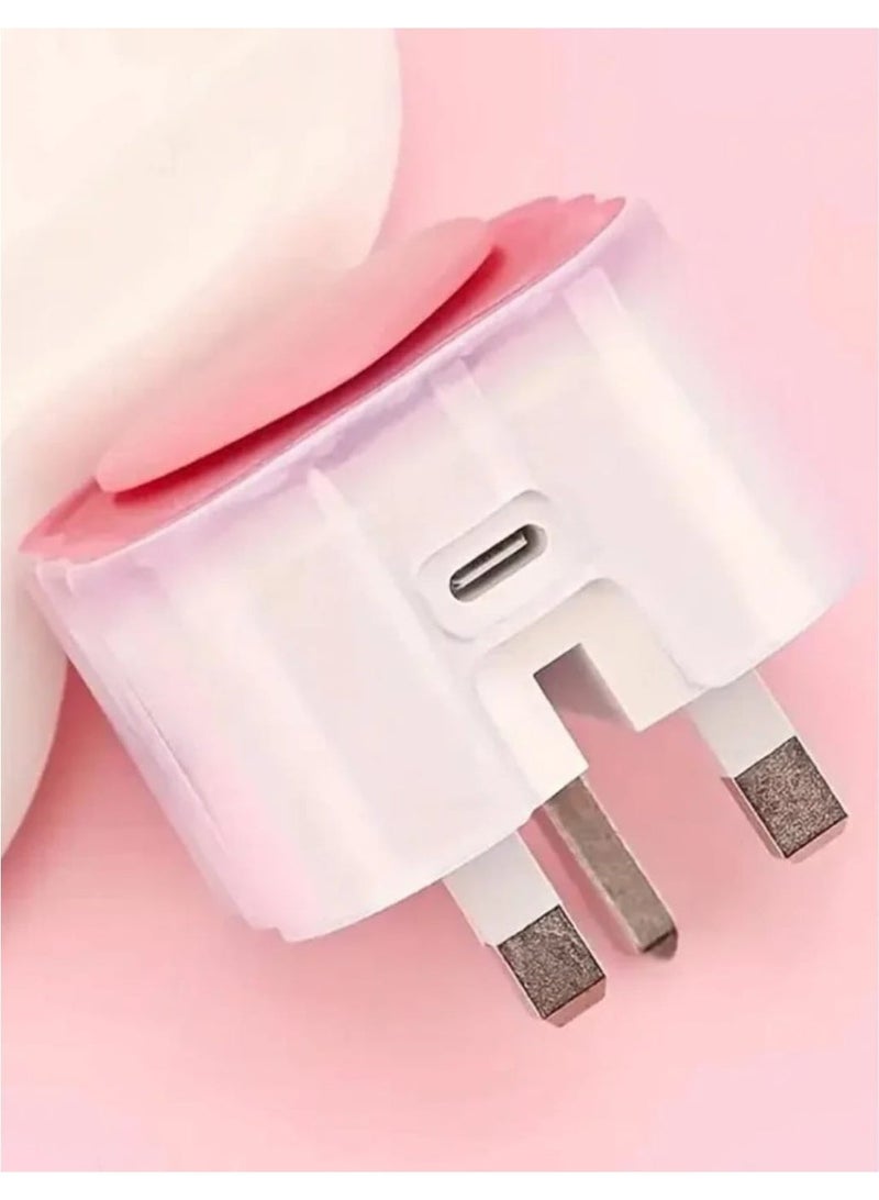 إيجيل واقي كابل شحن على شكل قلب وردي، واقي شاحن لطيف لهاتف آيفون - Image 3