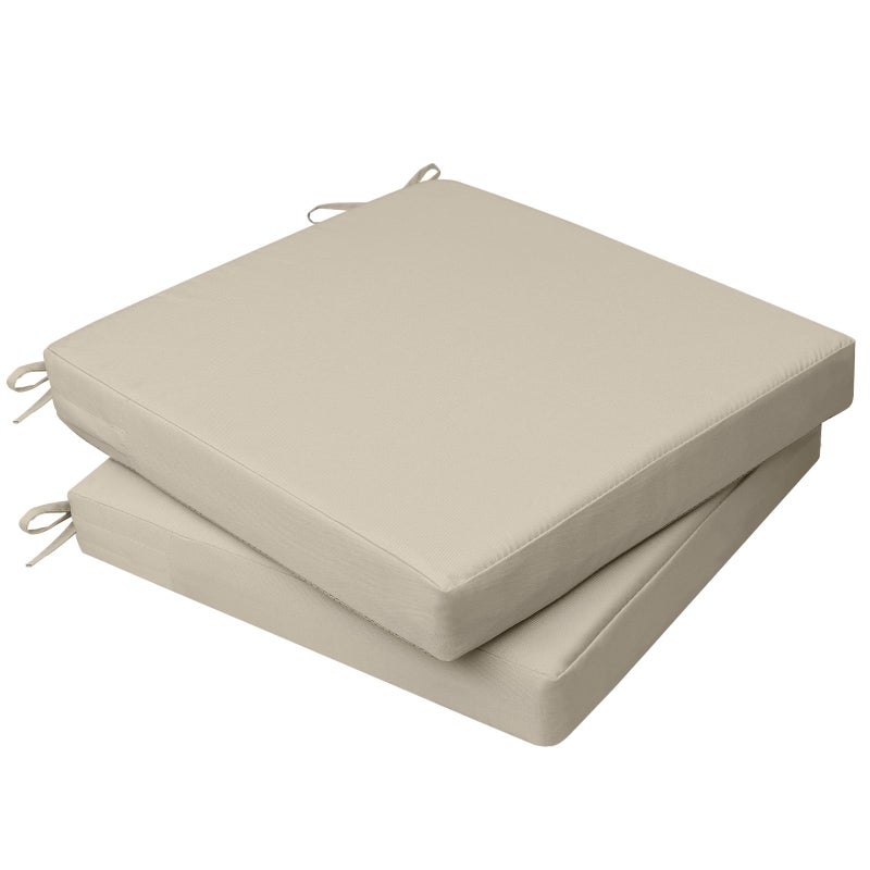 AAAAAcessories Outdoor Seat Cushions for Chairs, Waterproof, Fade-Resistant, 20" x 20" x 3", Patio Furniture Replacement Cushions, Set of 2, Beige - Image 1