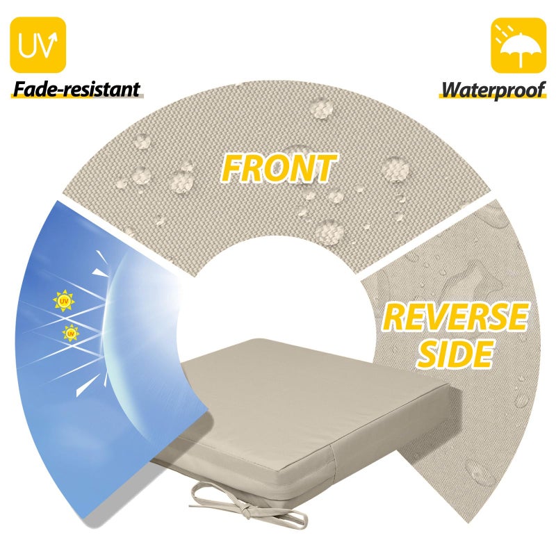 AAAAAcessories Outdoor Seat Cushions for Chairs, Waterproof, Fade-Resistant, 20" x 20" x 3", Patio Furniture Replacement Cushions, Set of 2, Beige - Image 2