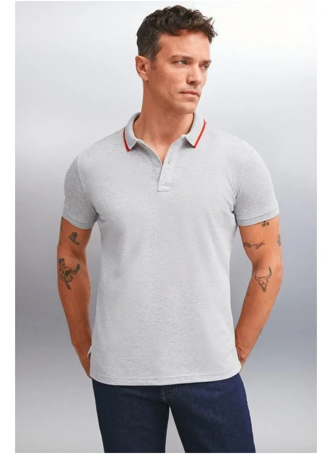 جريميلانج Grimelange Rhodes Men's Mélange Polo Neck T-Shirt