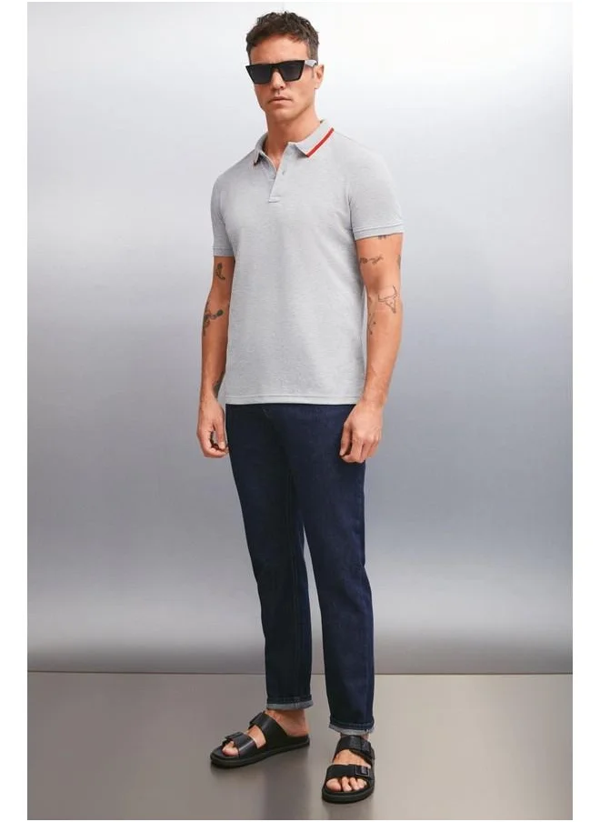 جريميلانج Grimelange Rhodes Men's Mélange Polo Neck T-Shirt