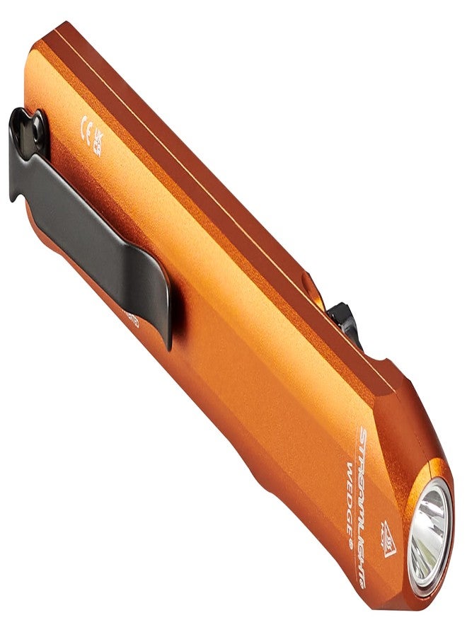 Streamlight 88820 Wedge 1000-Lumen Max 300-Lumen Standard 1200-Candela Flat Everyday Carry Flashlight, Includes USB-C Cable and Lanyard, Orange - Image 1