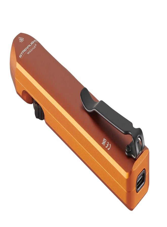 Streamlight 88820 Wedge 1000-Lumen Max 300-Lumen Standard 1200-Candela Flat Everyday Carry Flashlight, Includes USB-C Cable and Lanyard, Orange - Image 2