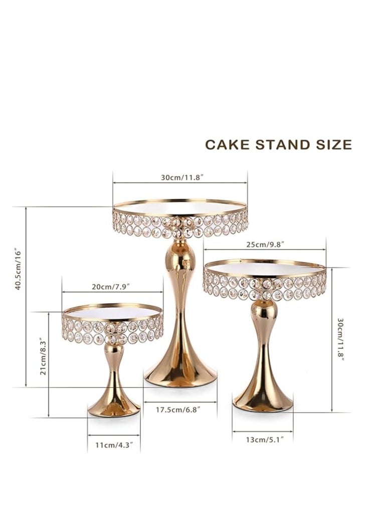 Set of 3 Gold Crystal Cake Stands – 8/10/12 Inch Round Pedestal, Metal Cupcake & Dessert Stands for Weddings, Parties, Baking, Elegant Cake Display for Special Occasions and Home Décor - pzsku/ZB73249991AD3FE879470Z/45/_/1736935341/d55244f5-3846-4c3e-a79b-bd84af305747