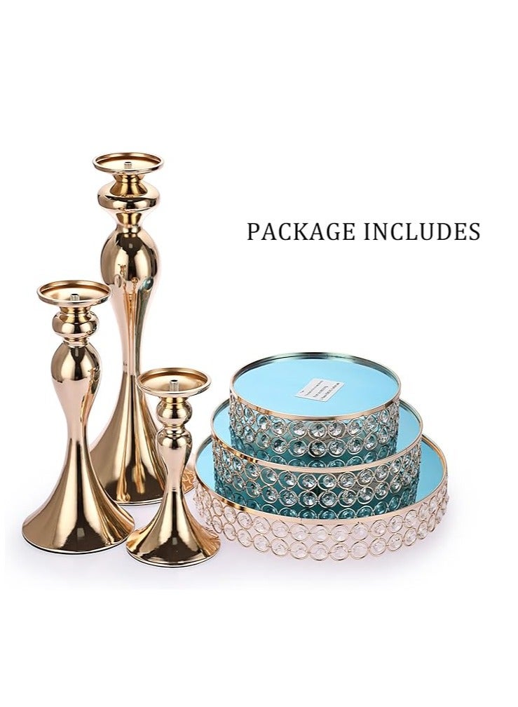 Set of 3 Gold Crystal Cake Stands – 8/10/12 Inch Round Pedestal, Metal Cupcake & Dessert Stands for Weddings, Parties, Baking, Elegant Cake Display for Special Occasions and Home Décor  - Image 5