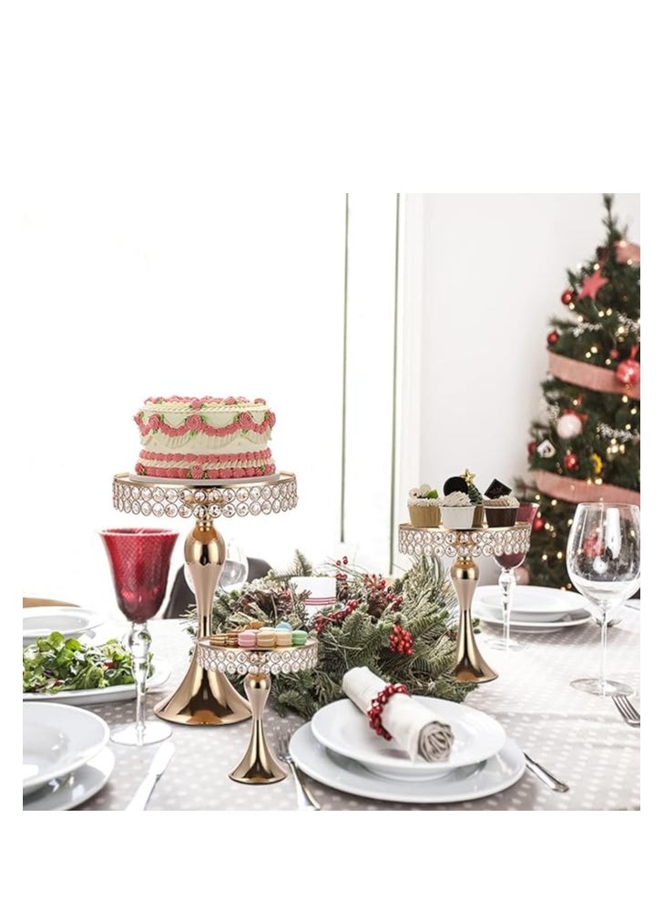 Set of 3 Gold Crystal Cake Stands – 8/10/12 Inch Round Pedestal, Metal Cupcake & Dessert Stands for Weddings, Parties, Baking, Elegant Cake Display for Special Occasions and Home Décor - pzsku/ZB73249991AD3FE879470Z/45/_/1736935372/50d386ed-bd57-4fd7-8709-2c1d673b646f