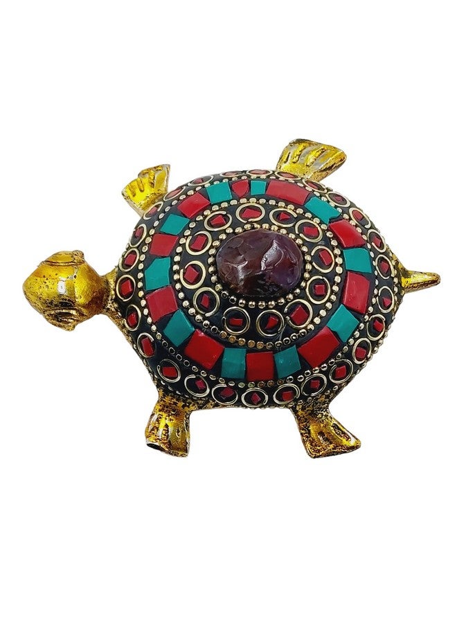 ARTISKRITI Tortoise Turtle for Good Luck for Home, Metal Kachua Feng Shui Vastu Items for Good Luck, Decorative Items for Living Room, Blue Red - Image 4