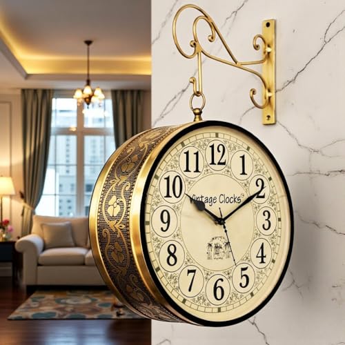 Vintage Clock Handcrafted Double Side Clock / 12 Inch/Brass Finish/VC-65090-Analog - Image 1