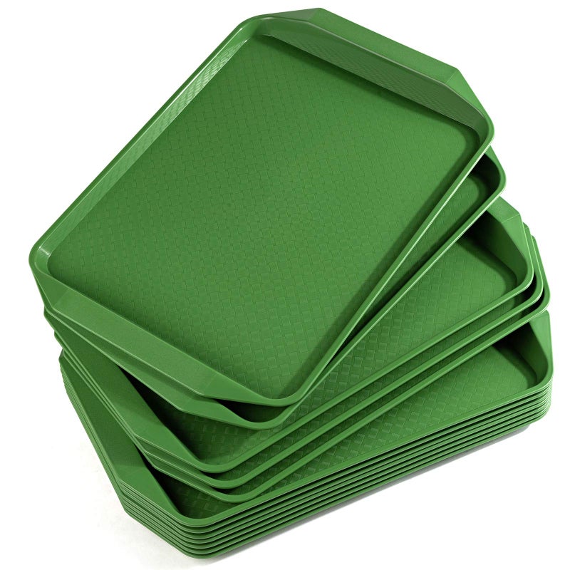 Aebeky Plastic Fast Food Tray167 by 118InchSet of 12 Green