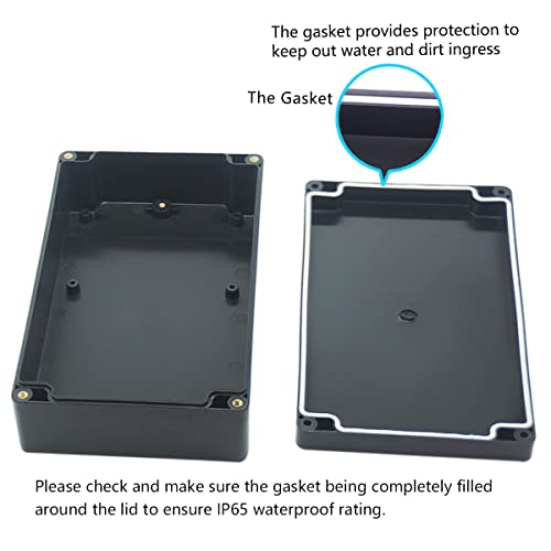 Zulkit Junction Box, Zulkit Project Box IP65 Waterproof Outdoor Box ABS Plastic Electrical Boxes Electronic Enclosure Black 7.9 x 4.7 x 2.2 inch(200 x 120 x 56 mm)(Pack of 1) - Image 4