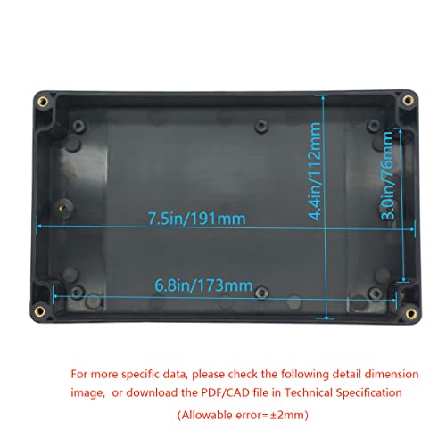 Zulkit Junction Box, Zulkit Project Box IP65 Waterproof Outdoor Box ABS Plastic Electrical Boxes Electronic Enclosure Black 7.9 x 4.7 x 2.2 inch(200 x 120 x 56 mm)(Pack of 1) - Image 5
