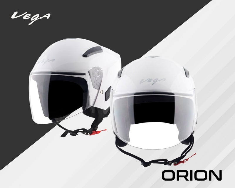 Vega Orion Open Face Riding Helmet with Lightweight Shell, Comfortable Liner, Shock Absorbing Interior, Ventilated Fit, Durable Build, and Modern White Styling White-M - Image 3