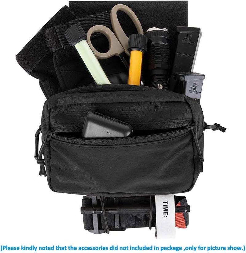 KRYDEX Tactical Drop Pouch Sub Abdominal Carrying Kit Bag Fanny Pack with Hook and Loop Panel for Tactical Vest Chest Rig (Black) - Image 4
