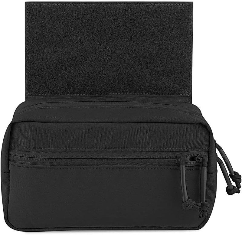 KRYDEX Tactical Drop Pouch Sub Abdominal Carrying Kit Bag Fanny Pack with Hook and Loop Panel for Tactical Vest Chest Rig (Black) - Image 1