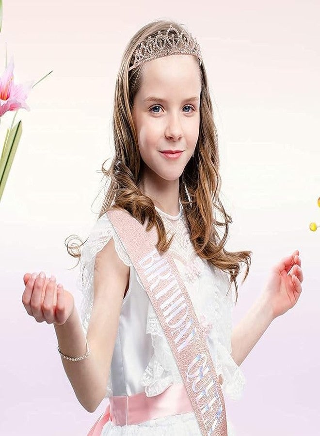 S SMITEX Smitex Crown for Women and Girls Rose Gold Crowns for Birthday Banner for Girls Queen Princess for Birthday Gift Party Accessories Favors - Image 4