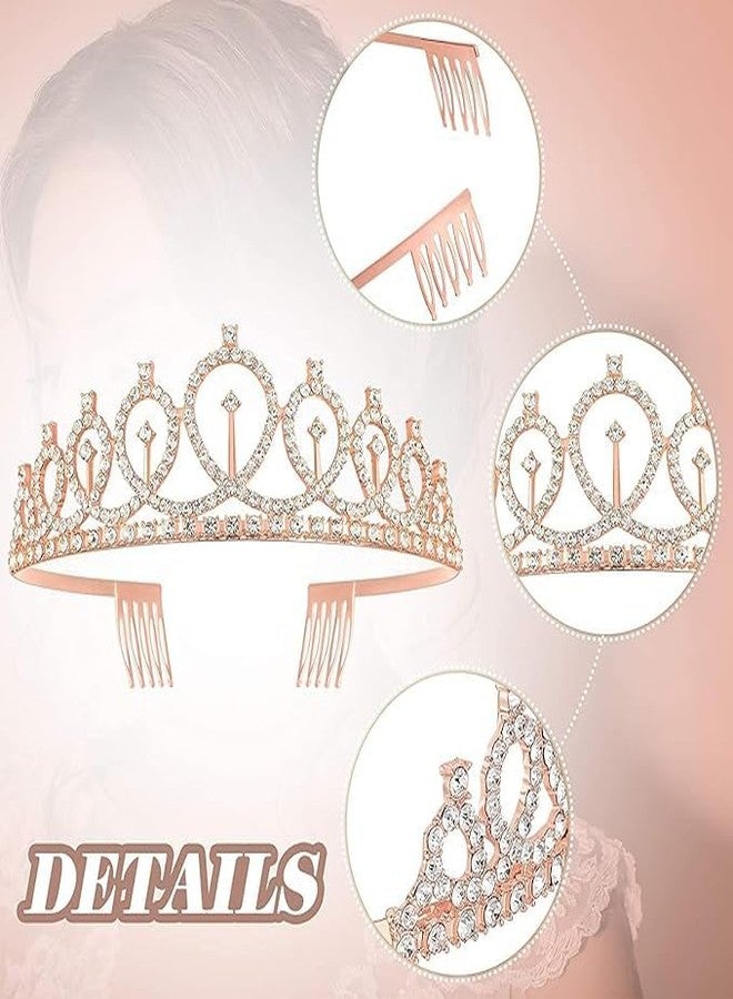 S SMITEX Smitex Crown for Women and Girls Rose Gold Crowns for Birthday Banner for Girls Queen Princess for Birthday Gift Party Accessories Favors - Image 3