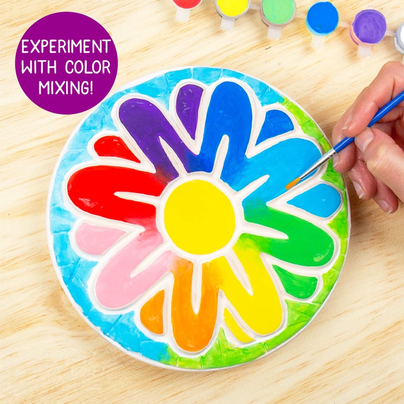 Creative Roots Creative Roots Mosaic Flower Garden Stepping Stone Kit, Includes 7-Inch Ceramic Stone & 6 Vibrant Paints, DIY Stepping Stone Kit for Kids Ages 6+  - Image 4