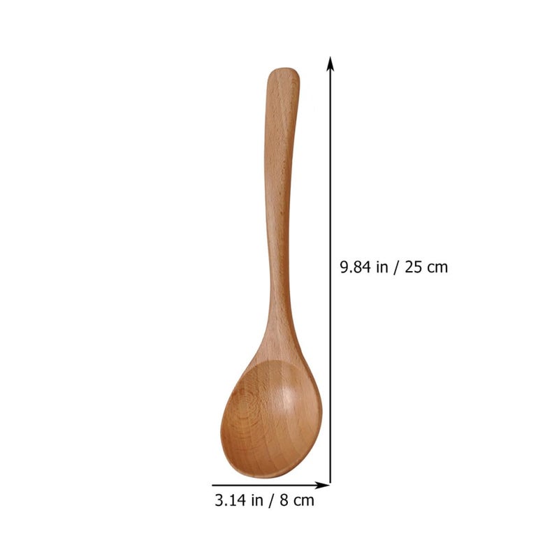 Japanese Style Beechwood Soup Spoons Set Long Handle Wooden Spoons For Home Dining - Image 3