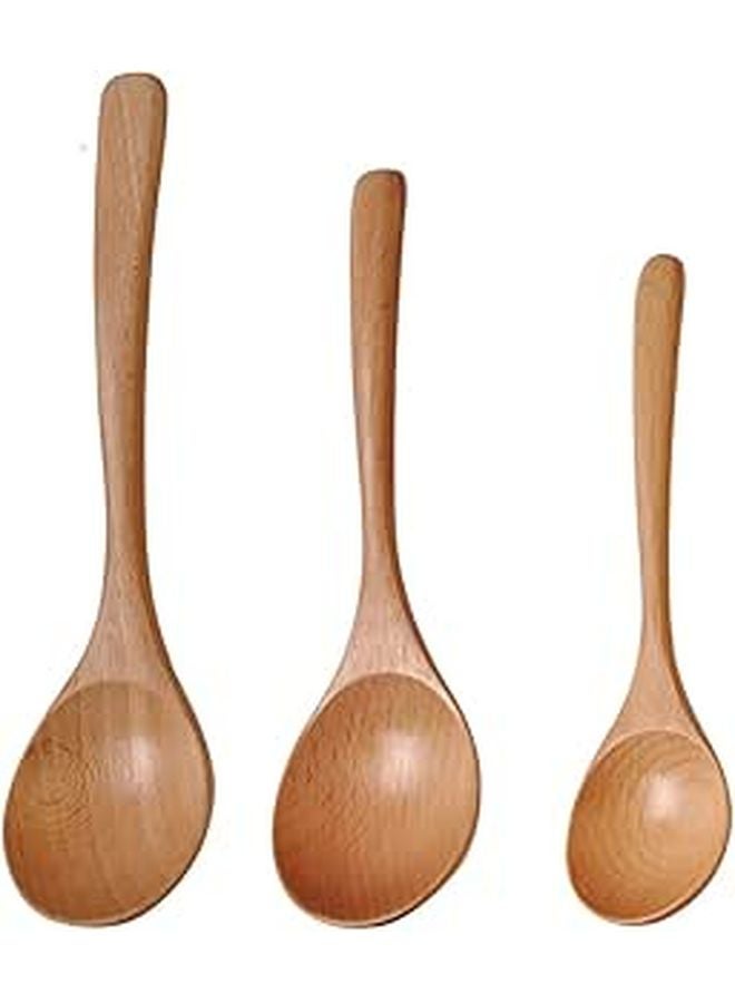 Japanese Style Beechwood Soup Spoons Set Long Handle Wooden Spoons For Home Dining - Image 1
