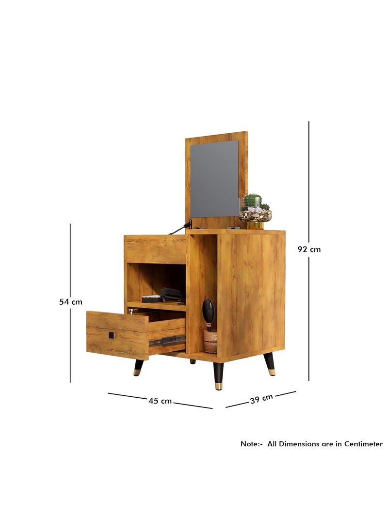 Bniture - Bniture Engineered Wood Dressing Table with 1 Drawer Mirror and Huge Storage Space Vanity for Living Room Bedroom Giant Wood - Image 1