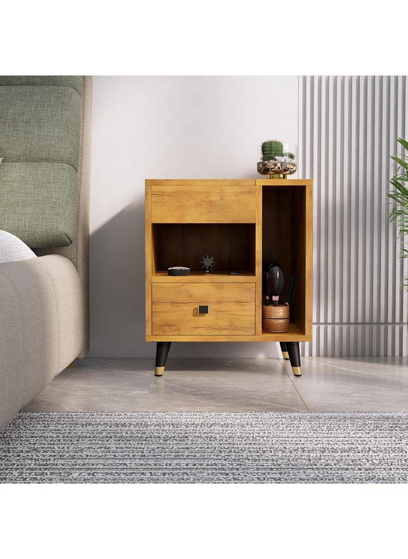 Bniture - Bniture Engineered Wood Dressing Table with 1 Drawer Mirror and Huge Storage Space Vanity for Living Room Bedroom Giant Wood - Image 1