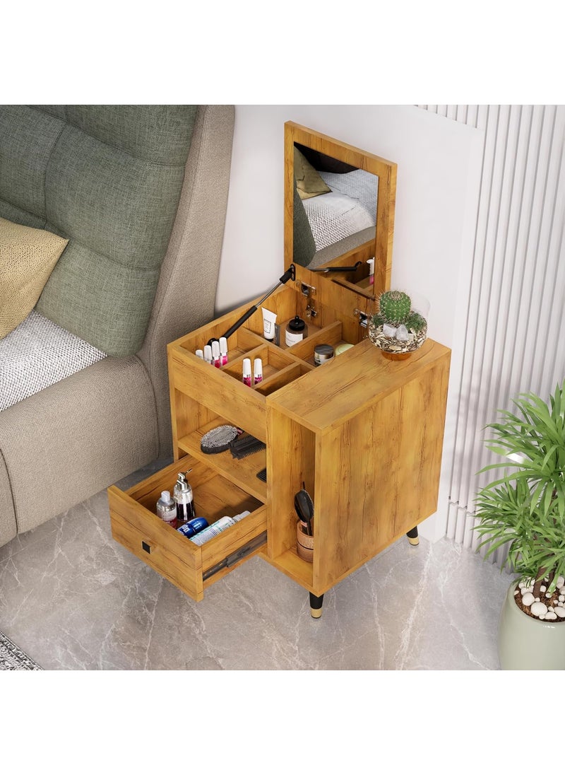 Bniture - Bniture Engineered Wood Dressing Table with 1 Drawer Mirror and Huge Storage Space Vanity for Living Room Bedroom Giant Wood - Image 1