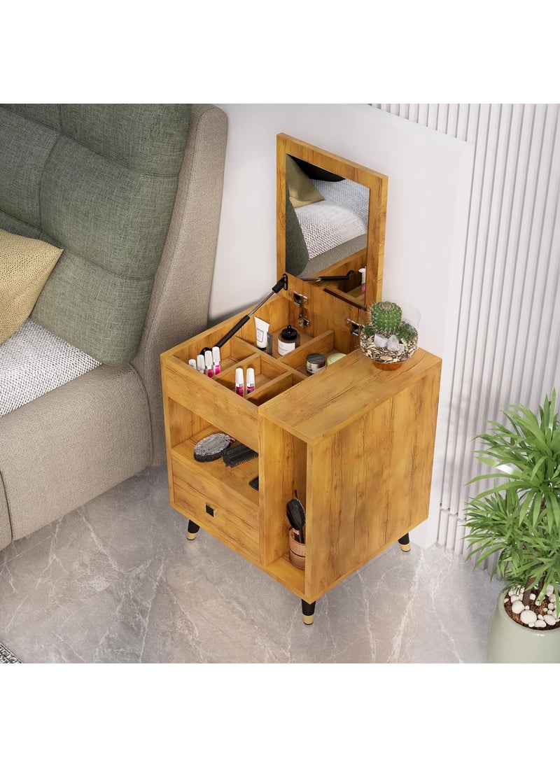 Bniture - Bniture Engineered Wood Dressing Table with 1 Drawer Mirror and Huge Storage Space Vanity for Living Room Bedroom Giant Wood - Image 1