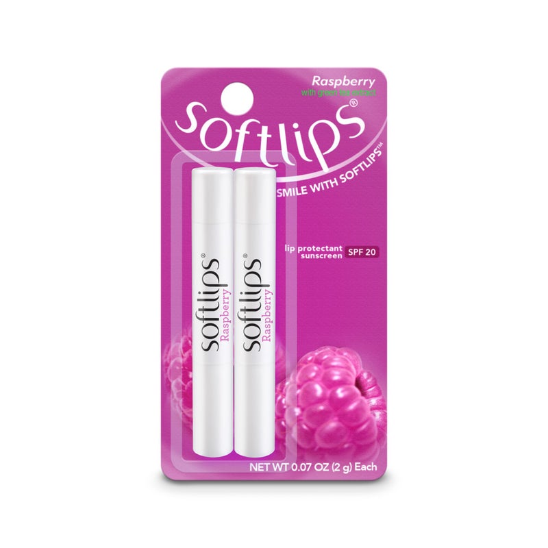 Softlips Raspberry Lip Balm with Green Tea Extract 2-Pack with SPF 20 - Hydrating Protection for Smooth, Delicious Lips - Image 1