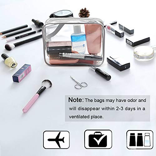 APREUTY Clear Makeup Bags, TSA Approved 6Pcs Cosmetic Makeup Bags Set Clear PVC with Zipper Handle Portable Travel Luggage Pouch Airport Airline Bags Bathroom (Gray) - Image 5