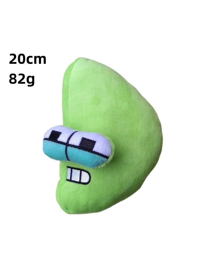 1-Pieces Alphabet Doll Funny Emojis Cotton Number Plush Toy Green-D 