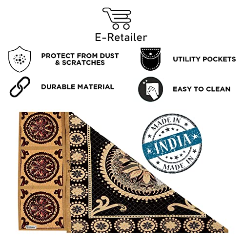 E-Retailer® Polyester 2-Layered Fridge Top Cover/Refrigerator Cover With 6 Utility Pockets (Color-Golden, Size-39x21 Inches) - Image 4