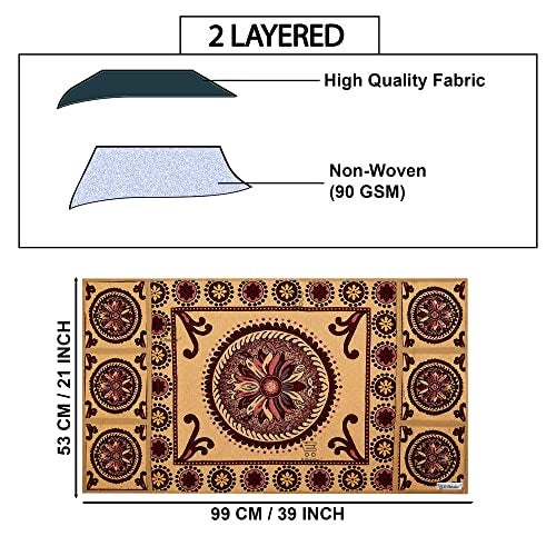 E-Retailer® Polyester 2-Layered Fridge Top Cover/Refrigerator Cover With 6 Utility Pockets (Color-Golden, Size-39x21 Inches) - Image 3