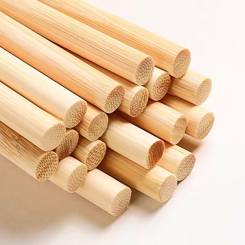 Dtmasao 50 PCS Dowel Rods Wood Sticks Wooden Dowel Rods 38 x 12 Inch Unfinished Bamboo Sticks for Crafts and DIYers - Image 1