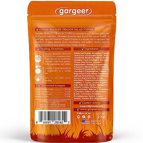 Gargeer 2oz Bearded Dragon Food Supplement Flower Salad Mix Topper Supercharge Juveniles Adults Appetite Health Immune System Complete Diet Rich with Vitamins Made in The USA Enjoy - Image 3
