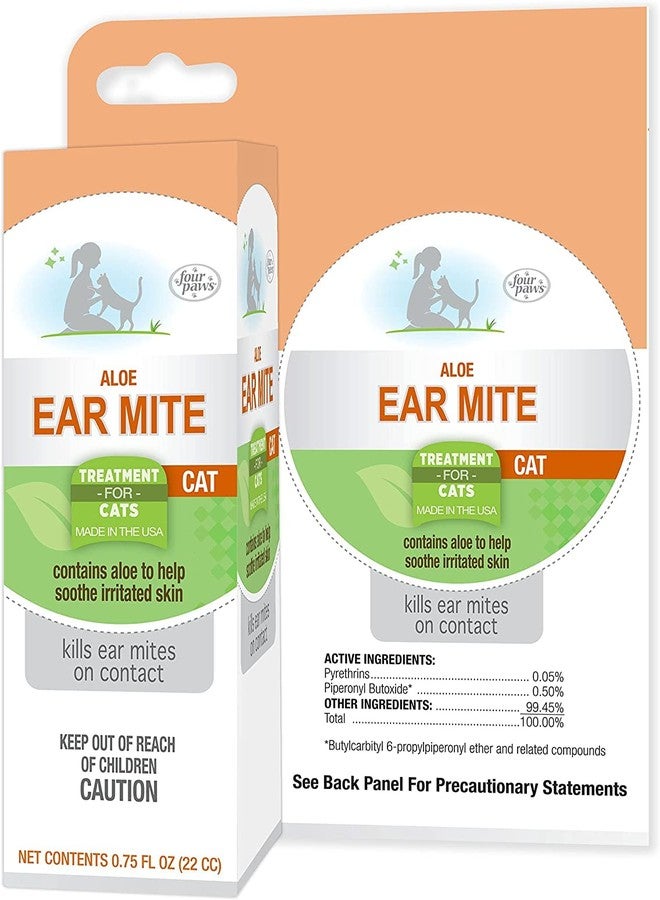 Four Paws 3 Pack of Aloe Ear Mite Treatment for Cats, 0.75 Fluid Ounces Each, Kills on Contact - Image 1
