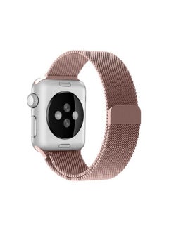 MOCOM Metal Stainless Steel Milanese Loop Chain Mesh Band for Apple Watch 7/6/SE/5/4/3/2/1 41mm/40mm/38mm Rose Gold 