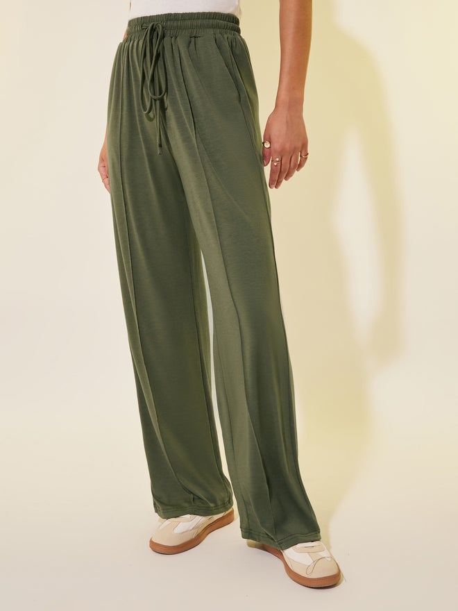 Take Two Take Two Solid Drawstring Waist Wide Leg Pants  - Image 2