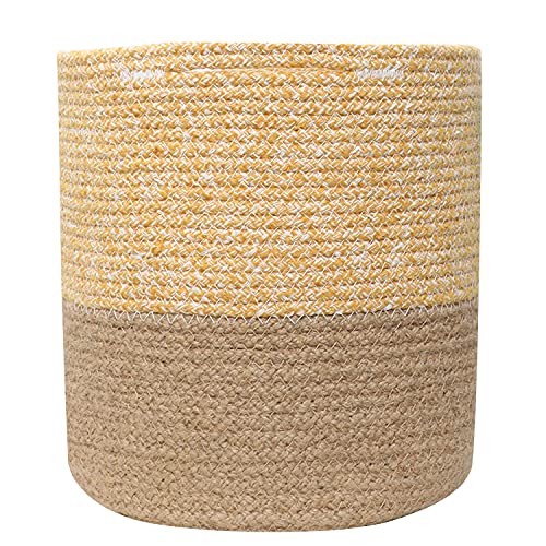 ATMAH Canary Safari Round Handwoven Natural Cotton Planter, Storage and Decor Basket (Large - 25cm x 25cm) - Set of 2 - Image 5
