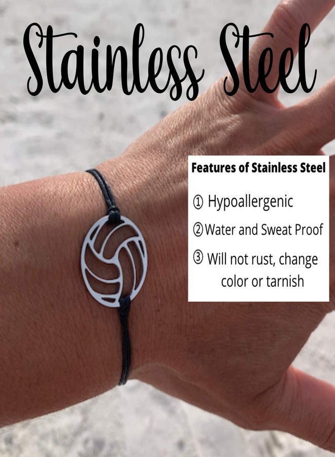 Sportybella Volleyball Bracelet - Waterproof Volleyball Jewelry, Tarnish Free Stainless Steel Adjustable Charm Bracelet with Volleyball Charm -Gift for Female Volleyball Player - Image 3