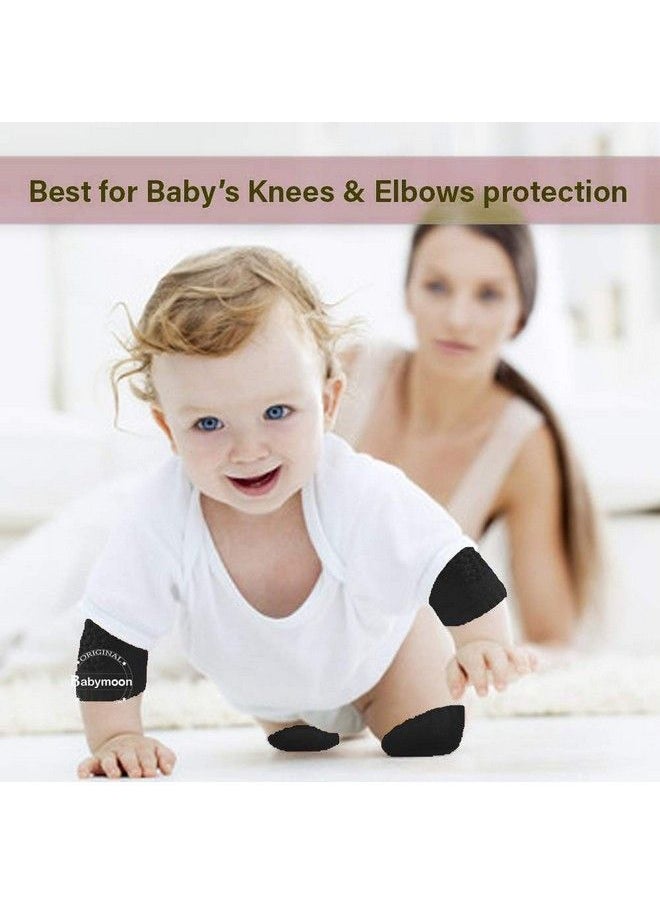 BabyMoon Baby Knee Pads For Crawling Anti Slip Padded Stretchable Elastic Cotton Soft Breathable Comfortable Knee Cap Elbow Safety Protector (Jet Black)  - Image 4