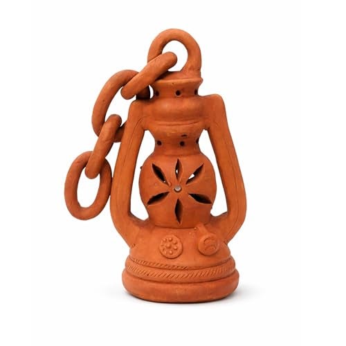 ShopMeFast Decorative Traditional Clay Terracotta Lantern, 23 cms, Hanging Lantern for Home Decor and Garden Decor - Image 1